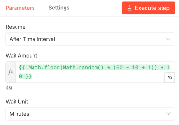 Wait 노드에서 랜덤 지연 설정하기